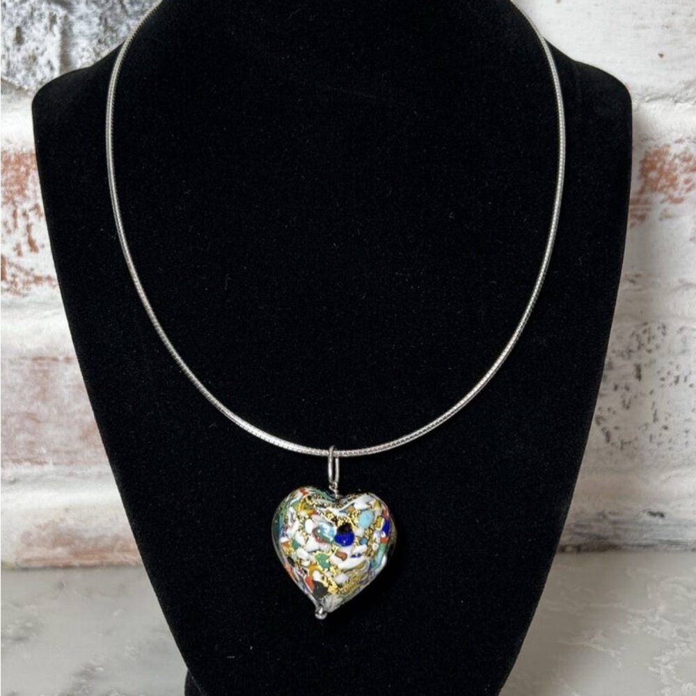 Multicolor Heart Pendant Necklace